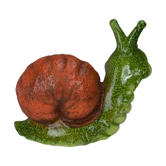 13.5" Green & Brown Snail Outdoor Garden Statue {5}