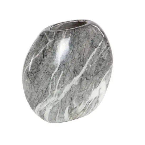 Set of 3 Grey Stoneware Contemporary Vase, 9" x 8" {7}