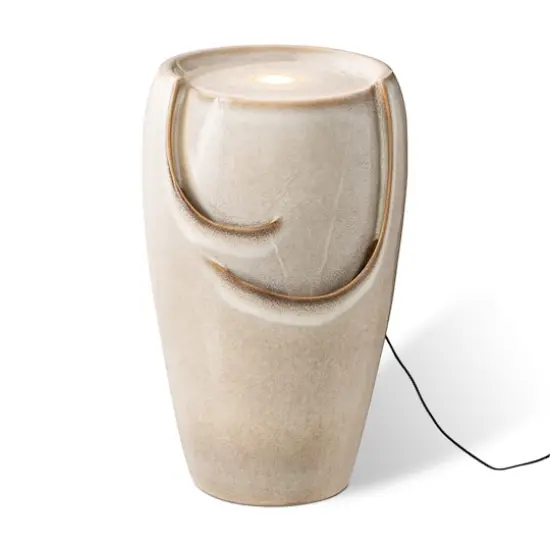 Glitzhome&reg; 21" Sand Beige LED Ceramic Fountain {1}