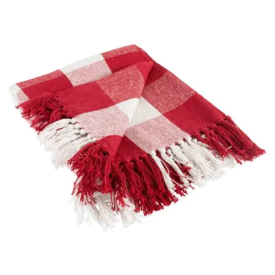 DII&reg; Red & White Buffalo Check Throw {1}