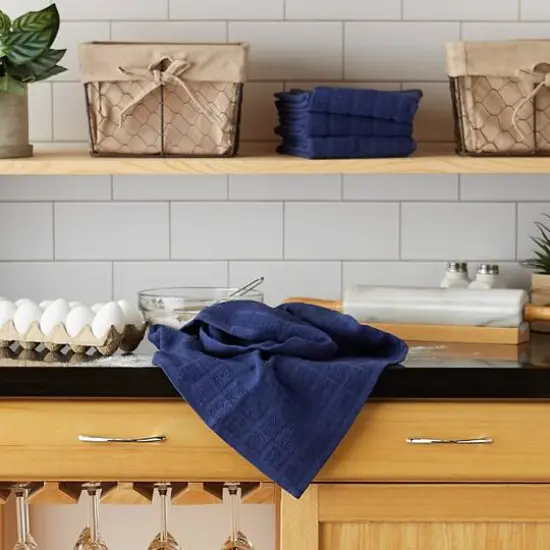 DII® Solid Windowpane Terry Dishtowels, 4ct. Nautical Blue {7}