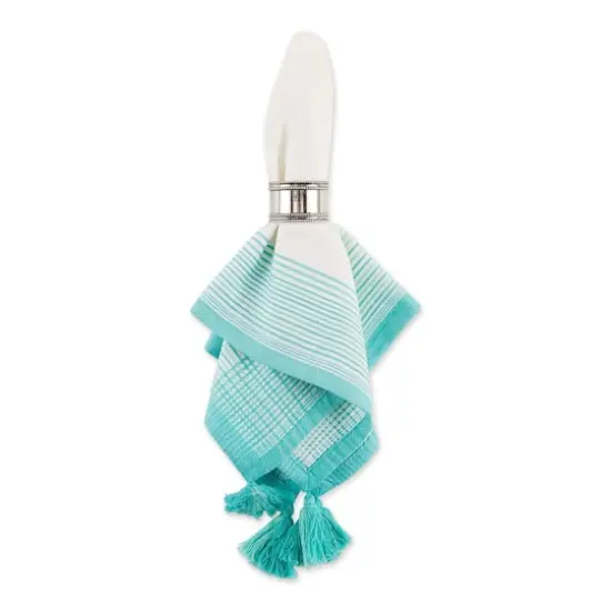 DII&reg; Antique Striped Turquoise Tassel Napkins, 6ct. {3}