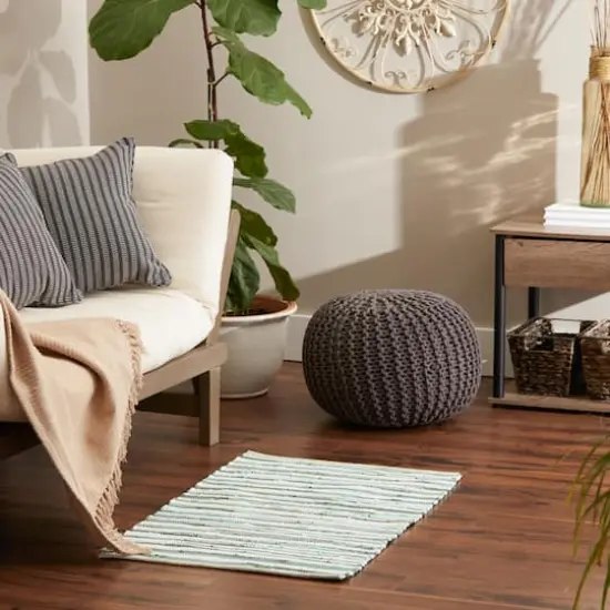 DII&reg; Slim Stripe Cotton Chindi Rug, 2ft. x 3ft. Aqua {4}