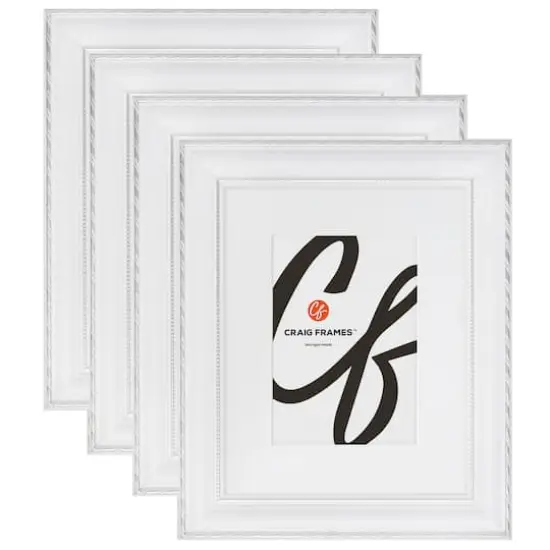 4 Pack Craig Frames Victoria White & Silver Picture Frame with Mat {1}