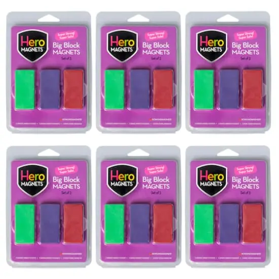 Hero Magnets&trade; Big Block Magnets, 6 Packs of 3 {1}