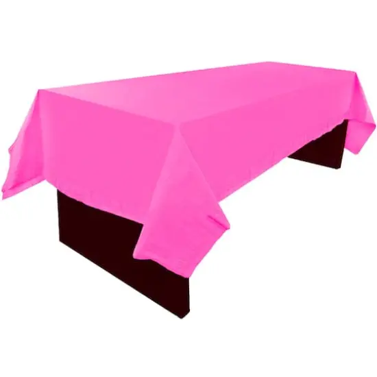 JAM Paper 108" Rectangular Plastic Lined Paper Table Cover Fuchsia Pink {5}