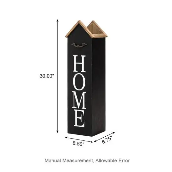 Glitzhome&reg; 30" Wood Home Boxed Porch Sign Black {7}
