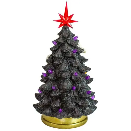 12" Black LED Lighted Skull & Ghost Halloween Tree {6}