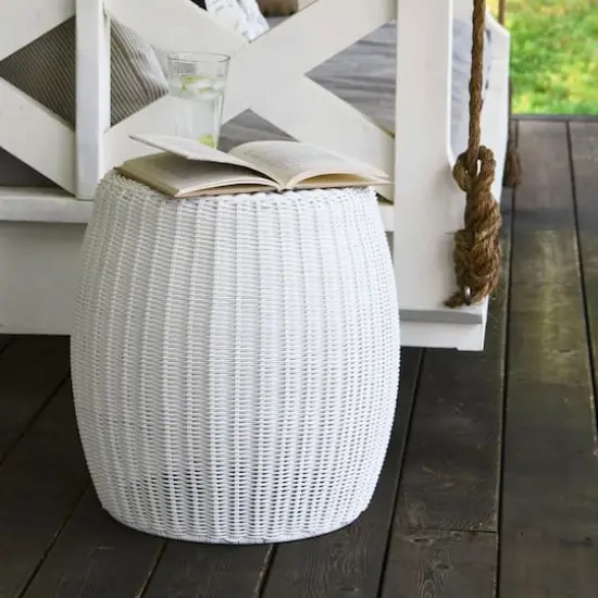 Household Essentials 18" Woven Storage End Table White {3}