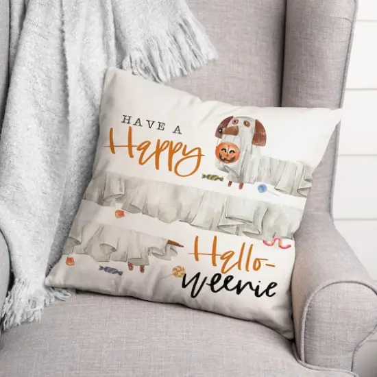 Have a Happy Halloweenie Throw Pillow {3}