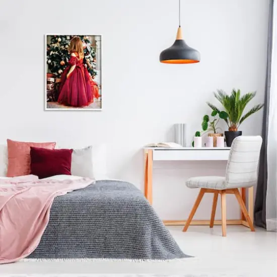 Stupell Industries Child On Christmas Day Gifts White Framed Giclee Art {3}