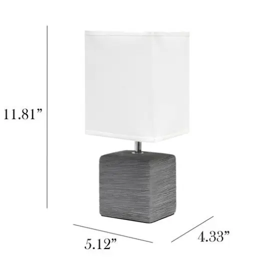 Simple Designs Stone Table Lamp with White Shade Gray {6}