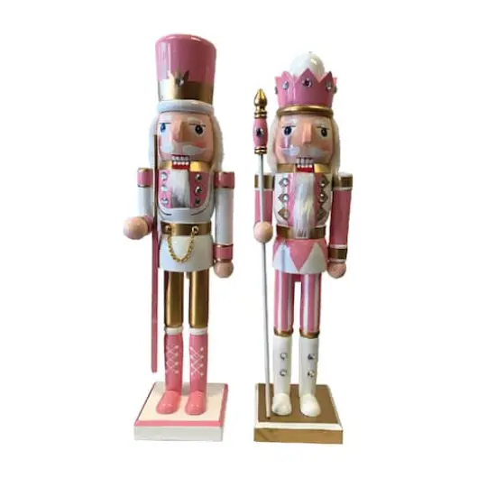 Santa's Workshop 14" Pink & Gold Nutcracker Set {1}