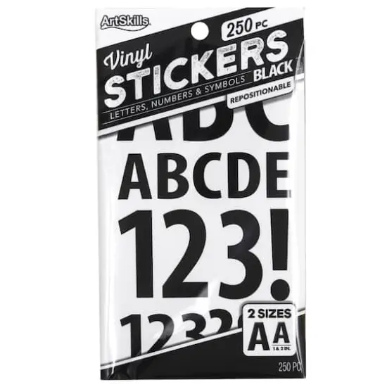 ArtSkills® 1" to 2" Black 250 Piece Vinyl Poster Letter Set {1}