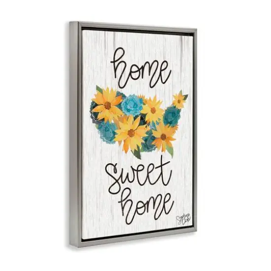 Stupell Industries Floral Americana Phrase Floater Framed Art Gray {4}