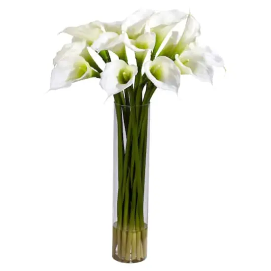 27" Calla Lily with Cylinder Silk Flower Arrangement in Vase {1}