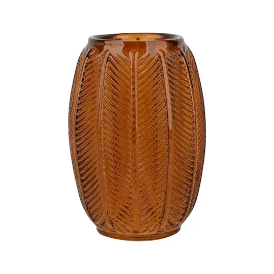 5" Vintage-Style Leaf-Textured Glass Candle Holder by Ashland&reg; Amber {1}