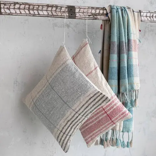 Hello Honey&reg; Multicolor Plaid Braided Fringe Throw Blanket {4}