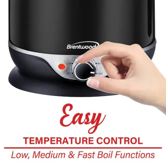 Brentwood 1.9qt. 600-Watt Stainless Steel Cordless Electric Hot Pot Cooker & Food Steamer With Swivel Base {5}