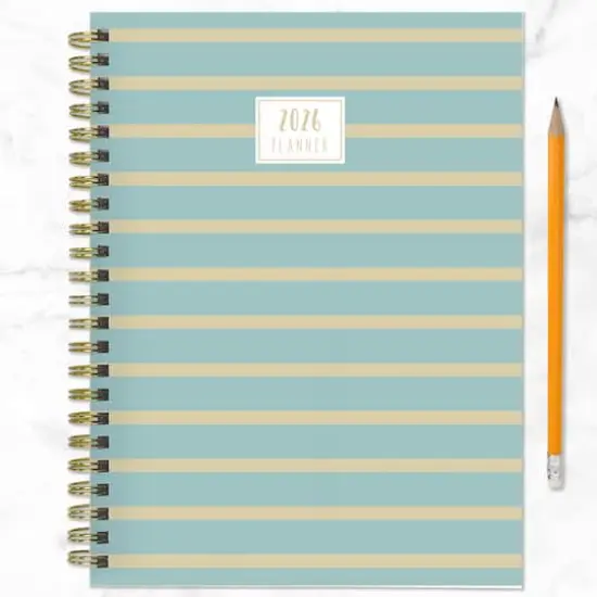2026 Blue and Gold Lines Medium Weekly Monthly Planner {7}