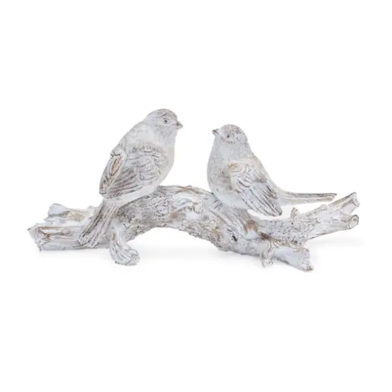 9.5" Whitewashed Birds on Branch Figurine {1}