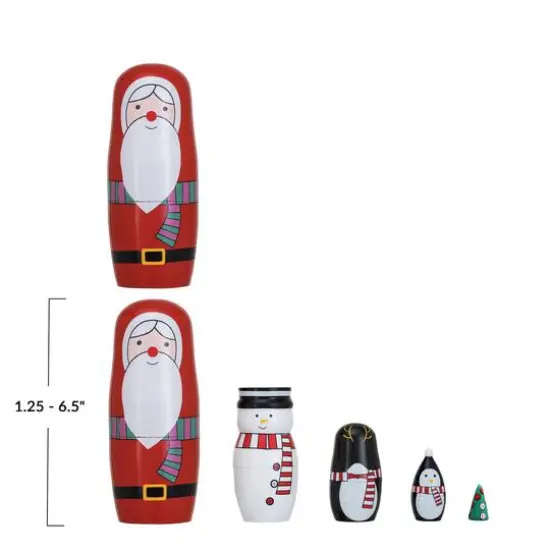 Hello Honey&reg; Wood Holiday Icon Nesting Doll Set {4}