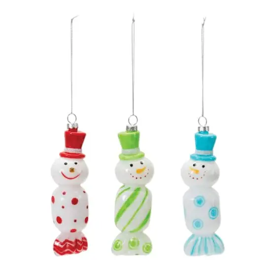 12ct. 6" Glass Snowman Candy Ornaments {3}