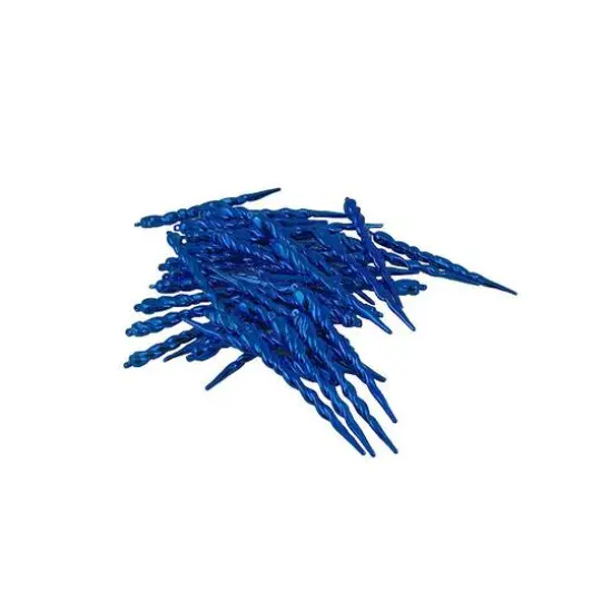 36ct. 5" Shiny Blue Shatterproof Icicle Ornaments {1}