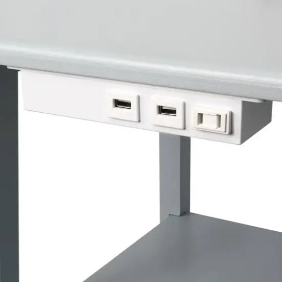 Simple Designs 57" 2 Tier Floor Lamp with USB & Outlet Gray {9}