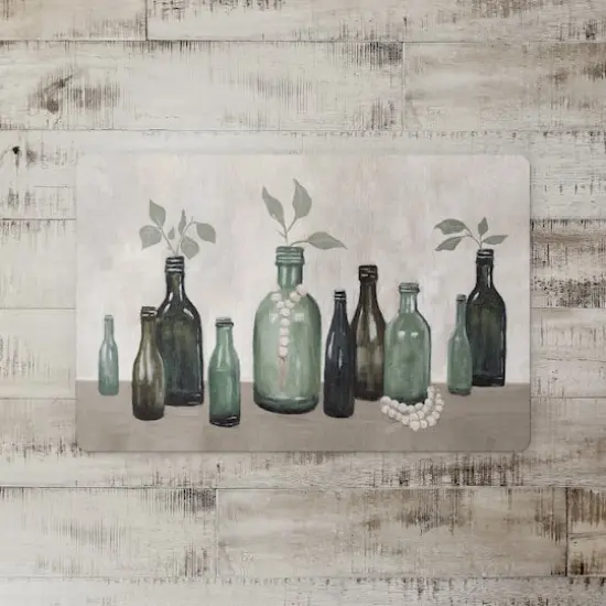 Sage Glass Bottles 27" x 18" Floor Mat {3}