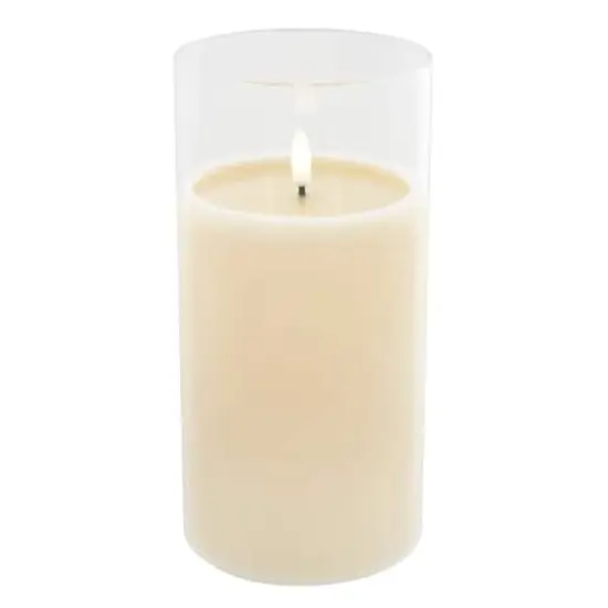 8" LED Glass Wax Flickering Candle by Ashland&reg; Ivory {3}