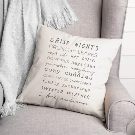 Off-White Autumn Words Throw Pillow {3}