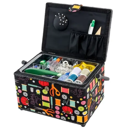 Dritz® Black Sewing Notions Large Sewing Basket with Removable Tray {4}