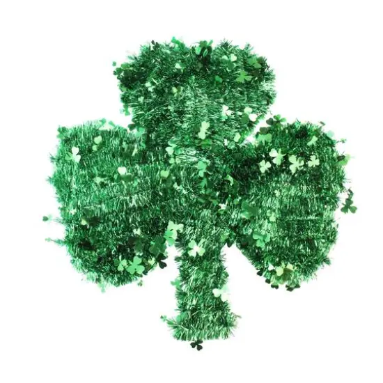 17" St. Patrick's Day Irish Shamrock Tinsel Window Decoration {1}