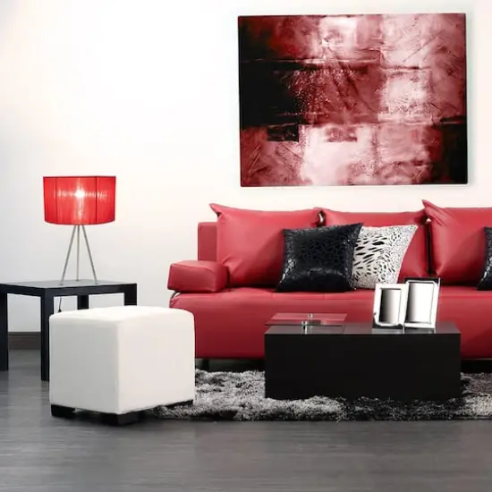 Simple Designs Brushed Nickel Tripod Table Lamp Brushed Nickel/Red {5}