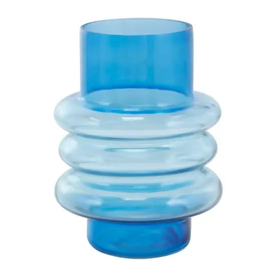 Blue Ombre Bubble Ribbed Glass Vase Set {6}