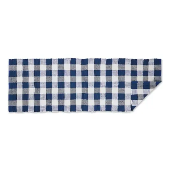 DII&reg; Buffalo Check Rag Rug, 2.25ft. x 6ft. Navy {6}
