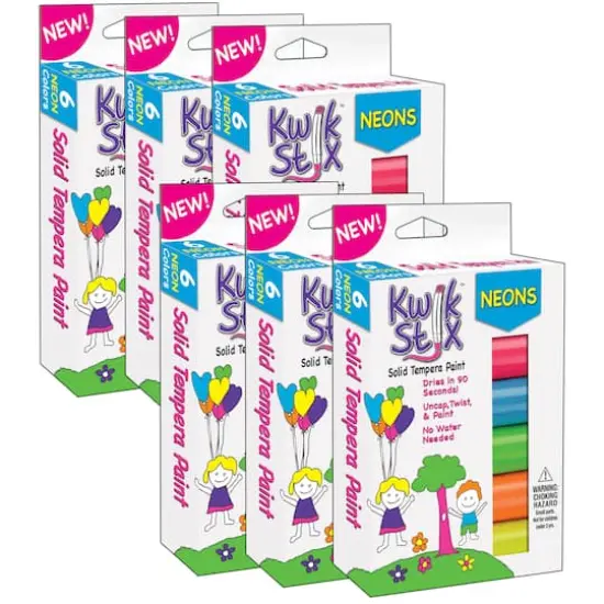 Kwik Stix&trade; 6 Neon Color Solid Tempera Paint Sticks Set, 6ct. {1}