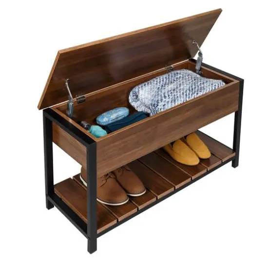 Honey Can Do Walnut Entryway Shoe Storage & Bench {3}