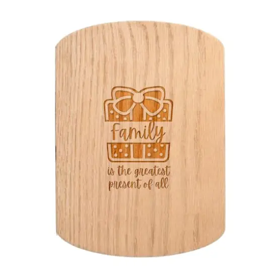 Family is the Greatest Present 11" x 8" Redwood Oval Cutting Board {1}