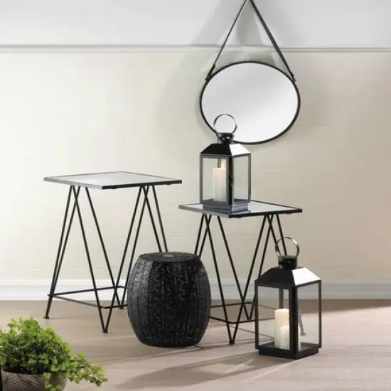 14.75" Black Moroccan Lace Stool {4}