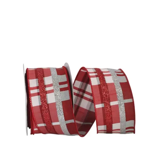 JAM Paper 2.5" x 10yd. Dupioni Wired Edge Grand Plaid Ribbon {1}