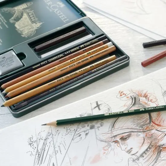 Faber-Castell Pitt 12 Color Monochrome Pencil Set {5}