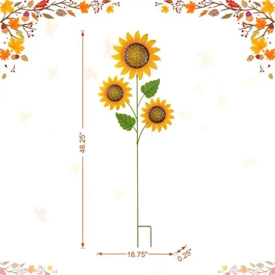 Glitzhome&reg; 48.25" Fall Metal Sunflowers Yard Stake {8}