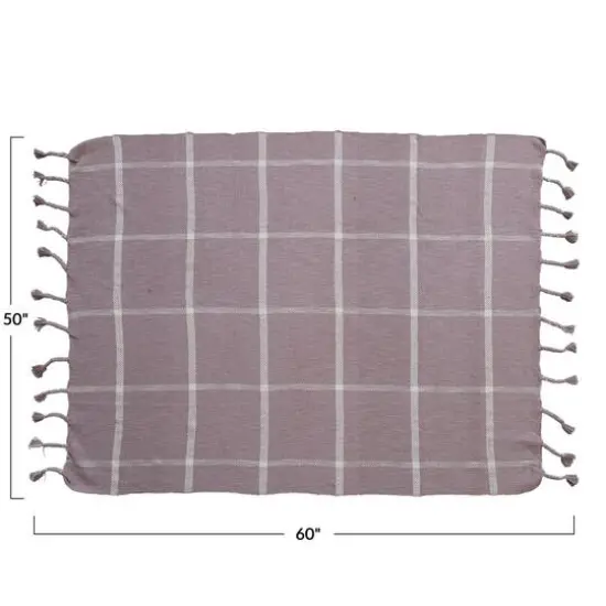 Hello Honey&reg; Lilac Grid Throw Blanket with Tassels {4}