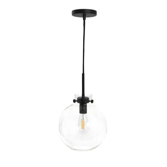 Hello Honey&reg; Robert Stevenson Lighting Marson 15" Clear Glass & Matte Black Metal Ceiling Light {8}