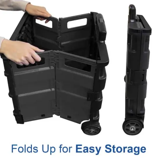BAZIC&reg; Folding Cart on Wheels with Lid Cover Black & Gray {4}