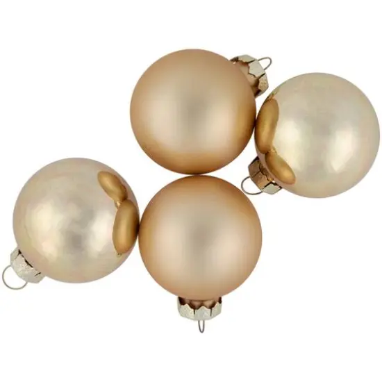 10ct. 1.75" Champagne Gold Shiny and Matte Glass Christmas Ball Ornaments {8}