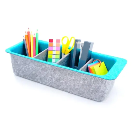 Welaxy Felt Adjustable 4 Slot Drawer Organizer Bin Turquoise {7}