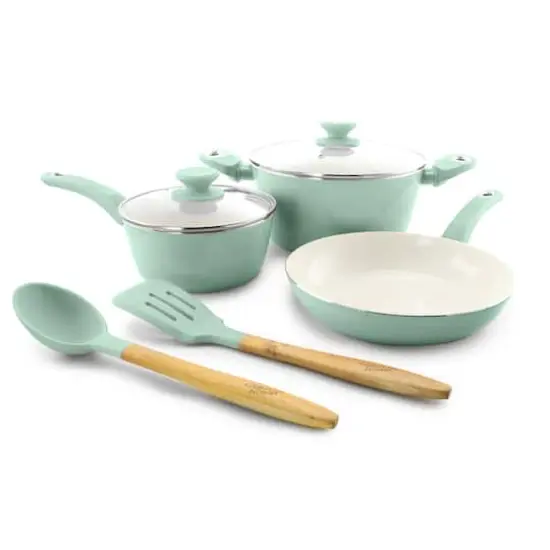 Gibson Home&reg; Plaza Caf&eacute; 7-Piece Sky Blue Essential Core Aluminum Cookware Set {1}